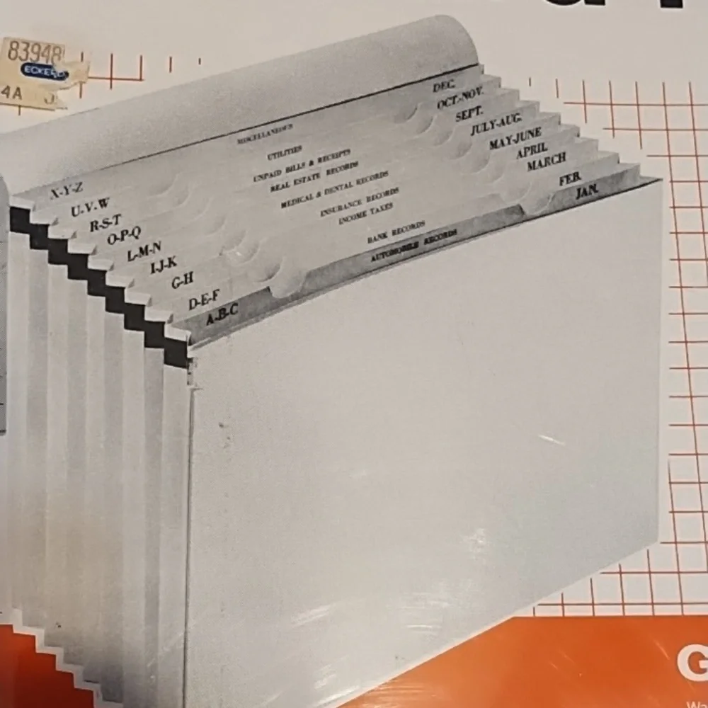 Home Record File with 9 Pockets - Orange and White